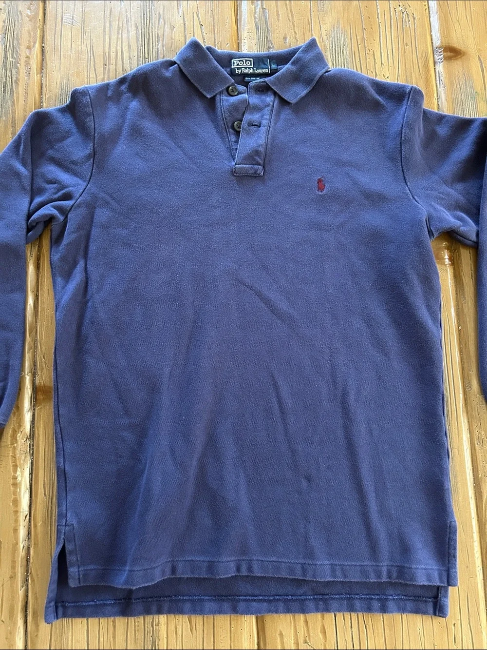 Polo by Ralph Lauren Navy Long-Sleeve Polo with Red Pony Logo